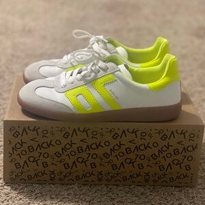 Yellow and White Sneakers with Suede Texture